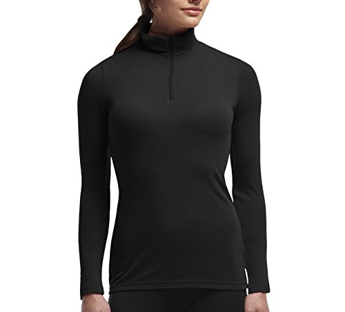 Icebreaker Wmns Everyday LS Half Zip Camiseta con Manga Larga, Mujer, Negro, M - Ice Breaker