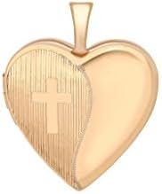 9ct Rose Gold Etched Cross Detail Heart Locket