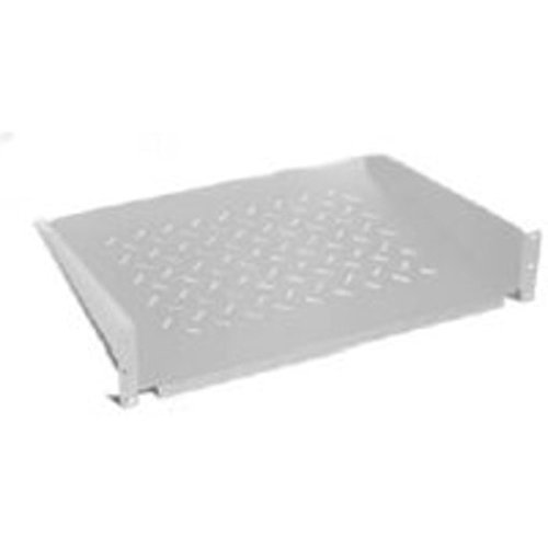 19"-Fachboden - 2 HE - Tiefe 380 mm - Tragkraft 30 kg - Frontmontage - lichtgrau