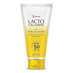 Lacto Calamine Sunshield Matte Look Sunscreen SPF50 PA+++ for Oily or Acne prone skin, Paraben & Sulphate free, 50g