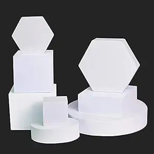 Royalkart Photography Props,Photography Blocks Craft Hard Foam Blocks Shapes for Cosmetics, Makeup Tools Flat Lay Photo Shoot for Products Set of 8 (White)