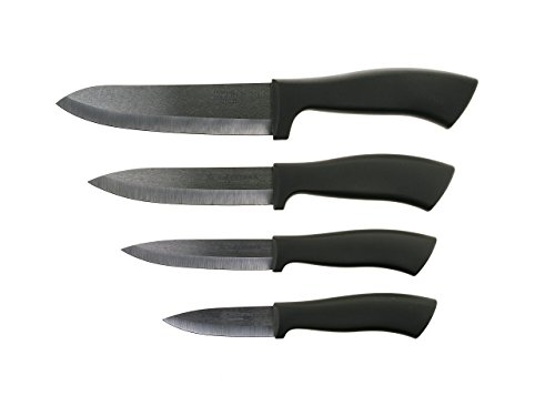 Hochwertiges Keramikmesser Set 4-teilig / Matt schwarz, sehr lang anhaltend scharf / In schöner Geschenkverpackung - 3
