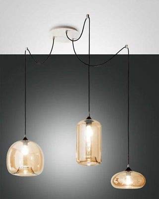 FABAS LUCE 3496-47-125 SOSPENSIONE FIONA IN VETRO SOFFIATO COLOR AMBRA 3x60W E27