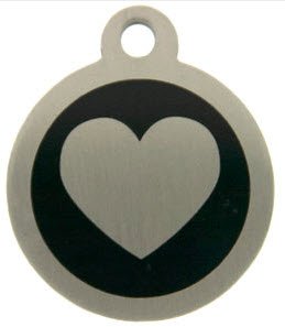 DOGPET-TAG-DESIGN-25mm-Stainless-Steel-Heart-Black-Engraved-from-Melian-MESSAGE-US-WITH-WORDING-REQUIRED