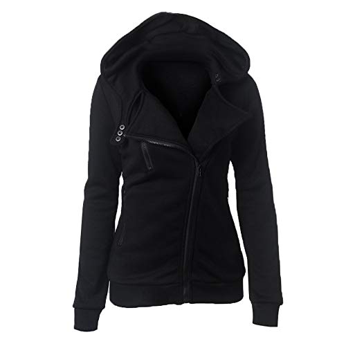 Preisvergleich Produktbild Swallowuk Hoodies Damen Casual Kapuzenpullover Sweatshirt Pullover Tops Slim Fit Langarmshirt Outerwear mit Kapuze Sweatjacke Sports Mantel (M, Schwarz)
