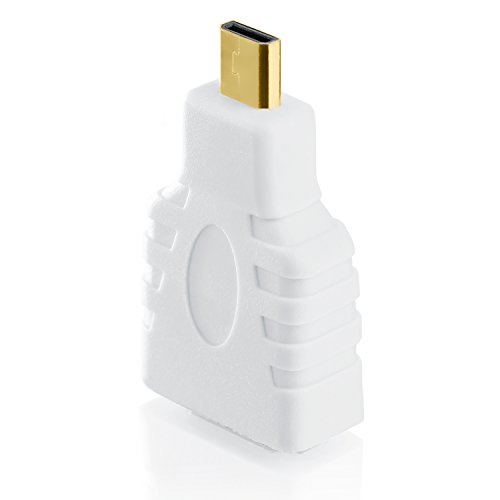 CSL – HDMI auf microHDMI Adapter 1.4a (with Ethernet) | HDMI A Buchse auf HDMI micro D Stecker Adapter | Full HD 1080p | Zertifiziert | 24K vergoldete Kontakte | weiß - 2