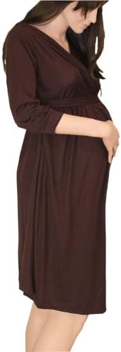 Pink Pixie Maternity Pregnancy Brown Wrap Dress Day Evening Office Smart