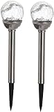 Dimensiones: 39 x 8 cm Best Season 477-37 - Farol de luz LED solar para jardín (2 unidades, 39 x 8 cm), color plateado