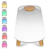 1. 【PRODUCT ADVANTAGE】 Modedesign, nette Geschenke, Funktion gehören Multi Lichtfarben ändern, Uhren, bluetoth Lautsprecher, Farben und Licht Helligkeit kann durch Handy-App und Holz-Taste gesteuert werden. das leichte Stativ macht die Lampe stabiler und fällt nicht so leicht.