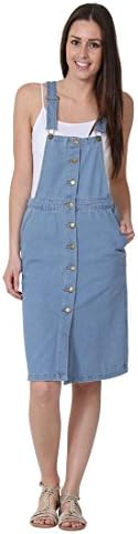 SIMPLY CHIC Button Front Dungaree Dress Bib Overall Dress NADIA-12