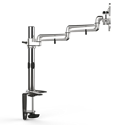 PureMounts PM-STYLE-DM-23C Schreibtisch Halterung für Monitore bis 71cm (28 Zoll), schwenkbar, neigbar, drehbar, VESA 100, Armlänge: 2x ca.16cm - 3