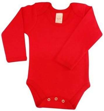 BabywearUK Body Vest Env Neck Long Sleeved - Red - 0-3 months - British Made