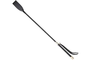 HARRINGTON MARLEY Premium Equestrian Riding Crop, Compact 12 Inch / 30cm Black Faux Leather Horse Training Whip, Lightweight Short Anti-Slip Grip, for Trail Riding Paddling
