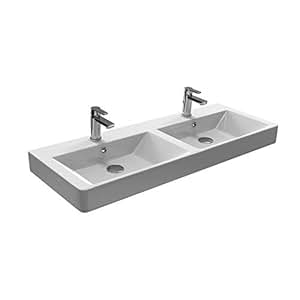 Aqua Bagno Design Keramik Doppel Waschbecken 120 cm Doppelwaschtisch