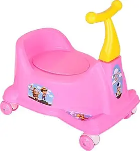 DIGIKART Scooter Style Baby Potty Seat with Wheel and Removable Tray for Kids | Available Wheel | Scooter(Age 3-30 Month) (Pink)