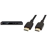Compatible con formato DivX LG DP542H - Reproductor de DVD (Full HD, HDMI, USB), Color Negro & Cable HDMI 2.0 de alta velocidad (Ethernet, 3D, vídeo 4K y ARC, 0,91 m, estándar más reciente)