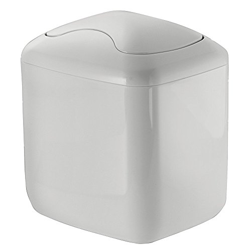 mDesign Mülleimer Bad, hellgrau - Material: beständiger Kunststoff - hochwertiger Abfalleimer Küche - Design Papierkorb