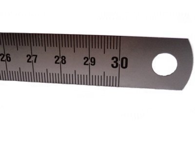 Rostfreier Stahllineal biegsam mm/mm teilung / 18x0,5 v. links n. rechts-500mm