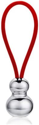 MZP Auspicious Gourd Keychain Chinese Mascot Lucky Key Ring Creative Couple Fashion Car Gift Key Chain , red rubber rope key