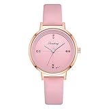 AchidistviQ-Fashion Damen-Armbanduhr, mit Strasssteinen, rundes Zifferblatt, Keine Zahlen, Quarz, analog, Rosa