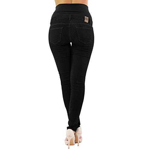 MAMAJEANS Skinny Fit Umstandsjeans, Grundlegende Jeggings Einfach Und Super Elastisch, Bequem Und Modisch - Made in Italy (XS, Schwarz) -