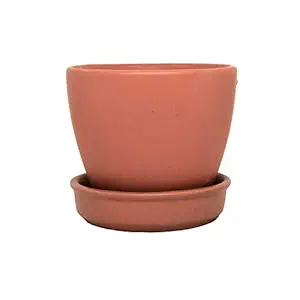 ShopMeFast Matte Finish Ceramic Pots Ceramic Planters Plant Pots with Saucers for Indoor Plants/Planters,Home Decor,Garden Decor,Decorative Succulents Pot (Color:Pink)(L:10 cm,W:10 cm,H:10 cm)