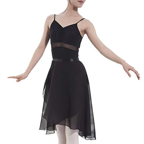 GOGO TEAM Adulto Sheer Wrap Falda de Ballet Falda de Ballet Dancewear, Mujer, Color Negro, tamaño