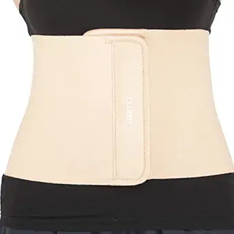 Clubby abdominal belt after delivery for tummy reduction,Belly trimmer fat reduction abdominal binder. (Beige, M)(30-34) Inch Waist
