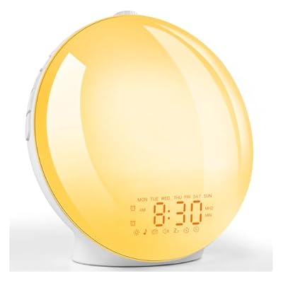 Sunrise Alarm Clocks, Wake Up Light Sunrise Sunset Simulation Dual Alarms Bedside Night Lamps Snooze Function Fm Radio 8 Natural Sound 7 Colorful Atmosphere 7 Aurora Light Usb Phone Charging Port