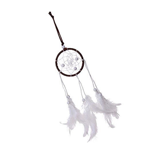 Mini Braun Kreis Weiße Feder Traumfänger Für Auto Hängen Dekor - 8