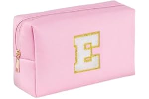 HIYOUER Personalized Makeup Bag Pu Leather Waterproof Cosmetic Bag Bride Bridesmaid Make up Bag Birthday Gifts for Girl Women Mom Friend (Pink E)
