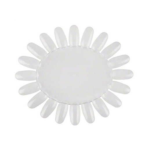 Tinksky 20pcs Sunflower Shaped Clear Acrylic False Nail Art Tips Nail Polish Display Board Practical Wheels