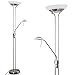 Produktbild LED Stehlampe Biot, dimmbarer Deckenfluter aus Metall in Nickel-matt, 18 u. 5 Watt, 2070 Lumen (insgesamt), Lichtfarbe 3000 Kelvin (warmweiß), Standleuchte mit Dimmer u. verstellbarem Lesearm