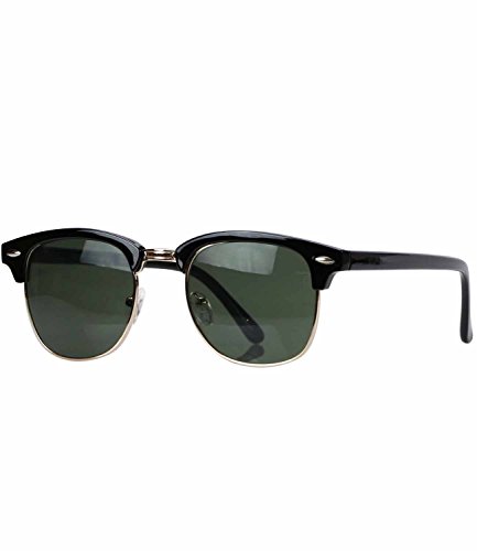 caripe Retro Sonnenbrille Clubmaster - clubma (Modell 4 - schwarz matt - grün getönt)