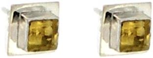 Nova Silver Bemine Double Set Square Stud Earrings With Facetted Citrine