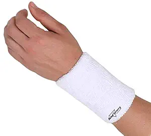 HeadTurners Sweat Band Wrist Band/Wrist Support for Gym, Cricket, Running and Sports Activities 5 inches- (1 pc, White)