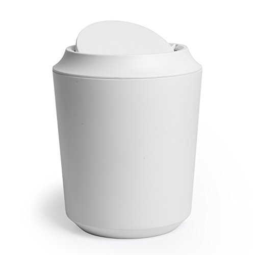Umbra 1005487-660 Corsa / Kera Waste Can, Bamülleimer mit Schwingdeckel aus Kunststoff, Weiß - 2
