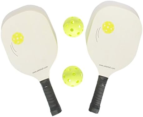 Pkb4all Pickleball Paddle Bundle | Set Includes Two wood Paddles + Two Balls + One Mesh Pickleball Carrying Bag | Great For Beginners | Rackets Feature wood
