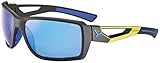 Lentes de policarbonato Cébé Shortcut Gafas, Unisex Adulto, Gris/Amarillo/Azul (Mate), L