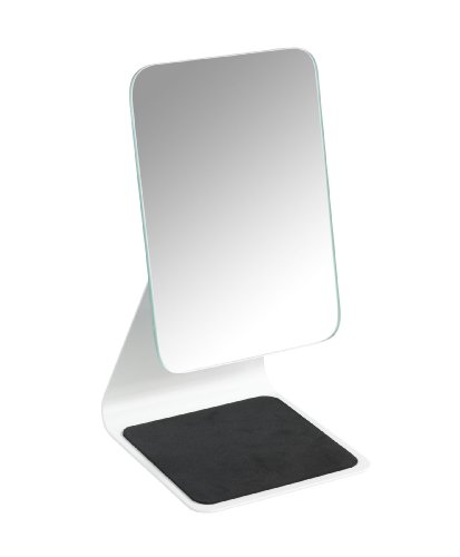 WENKO 20441100 Kosmetikspiegel Frisa White – Standspiegel, Stahl, 14 x 27.5 x 15 cm, Weiß - 3