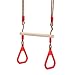 Produktbild Viktion Kinder Sport Ringe Gym Rings Holztrapez Trapez Schaukel mit Ringe (Rot)