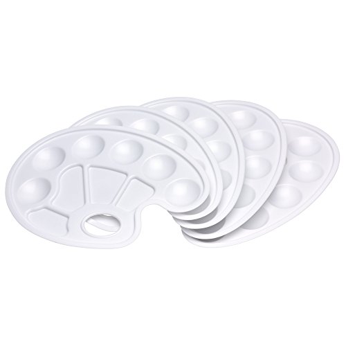 Artina® 5er Set Farbmischpaletten Farbpalette mit Griffloch – Mal-Paletten mit Daumeneingriff 23,5 cm x 17 cm - 2