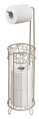 InterDesign Twigz Toilettenpapierhalter | verzierter WC Rollenhalter für Ersatzrollen | freistehender Klorollenhalter für 3 Reserverollen | Metall champagner - 3