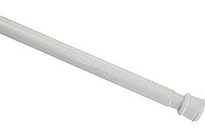GARDINIA Barra de metal para cortinas, Extensible, Montaje sin tornillos ni taladros, Diámetro23/26 mm, Longitud 90-140 cm cm, Blanco, Acero