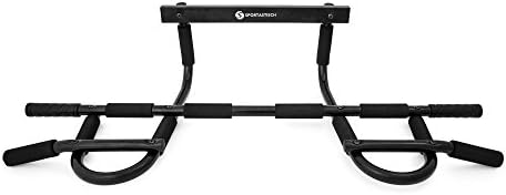 TEST WINNER: innovative premium pull-up bar „Get Strong“ by Sportastisch :: special reinforced steel of highest quality can support up to 150 kg :: full-length continuous middle bar :: suitable for door frames :: multi-functional: 12 grip positions :: fast installation, no screwing necessary :: perfect for pull-up training at home :: incl. English assembly instructions :: can be optimized with the premium ‘Pull Hard’ pull-up aid :: includes 3 year Sportastisch product guarantee