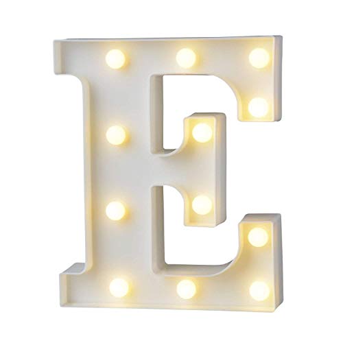 Preisvergleich Produktbild AIZESI Lichterkette weiß Buchstaben Holzbuchstaben Alphabet Buchstabe E Hochzeit Nacht Licht Geburtstag Vorschlag Lampe