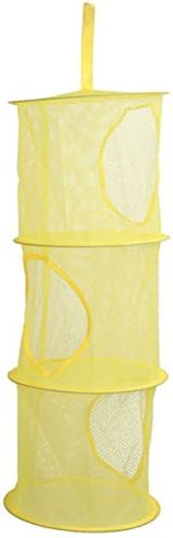 Kids 3 Tier Compartment Net Hanging Storage Toy Bedroom Bathroom Organizer (yellow)