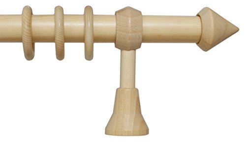 Holz Vorhangstange Saigon mit 28 mm Durchmesser in Natur 280 cm mittig geteilt