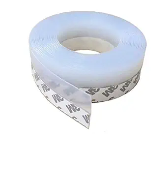 Crevizon 45mm Silicone Seal Srtip 2 Miter /6.56 ft Rubber Door,Window Tape Sound Proof Anti-Collision Tape(White)