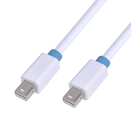 MutecPower 2 Stück von 2 meter Mini DisplayPort (DP) männlich auf Mini DisplayPort (DP) männlich Kabel – 4K Ultra HD – Weiß – 2m Mit 2 Kabelbinder - 4